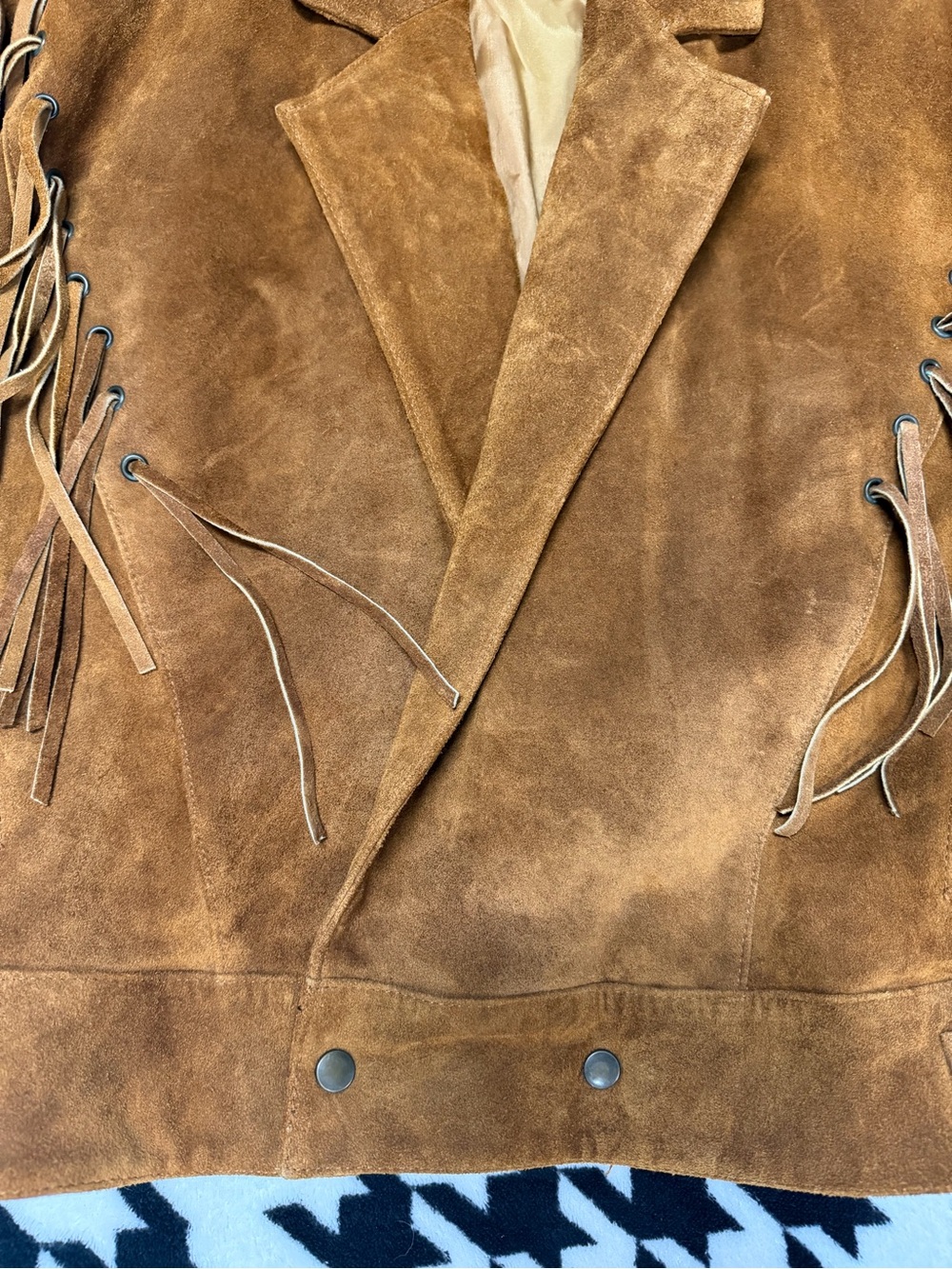 Vintage Brown Suede Leather Fringe Western Jacket Size M Boho Cowgirl - Picture 7 of 13